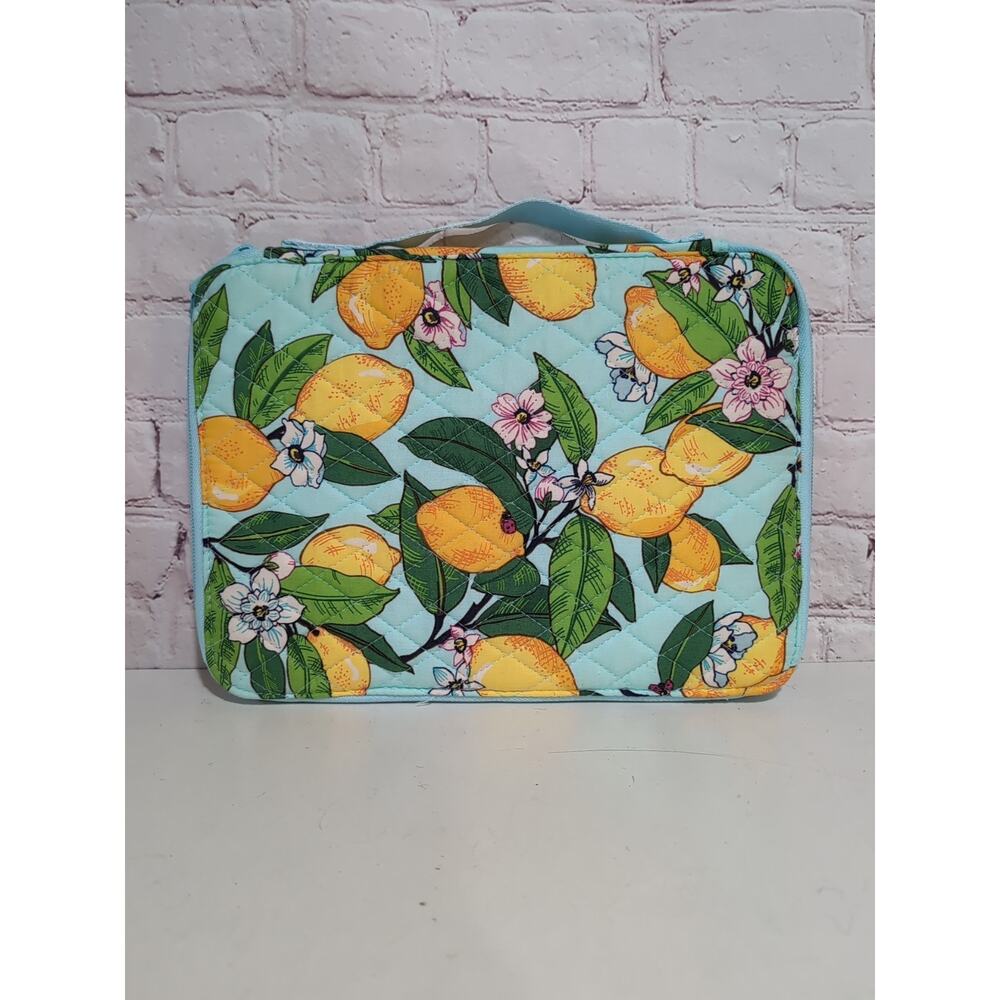 Vera Bradley Lemon Grove Laptop Sleeve 14" MSRP $59 Zip Around Quilted Ladybug